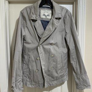 Mens Zara Lightweight Pea Coat Grey Size M